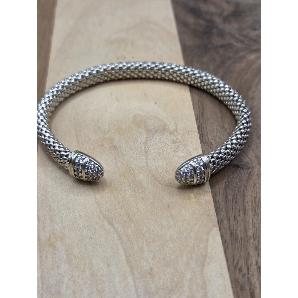 Vintage Dyadema Italy Silver Plated Bronze Mesh Bangle Cuff Bracelet